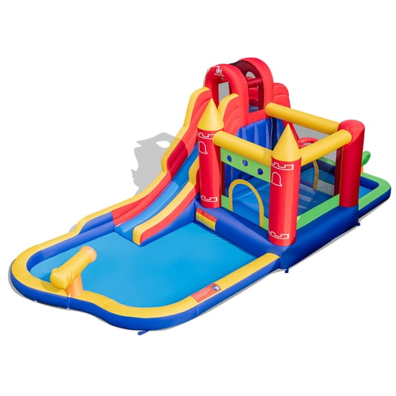 Spaco 9-in-1 Inflatable Bounce Castle with Water Slide and Splash Pool without Blower, Jumping Family Backyard Bouncy Castle, Durable Sewn with Extra Thick Material, Idea for Kids
