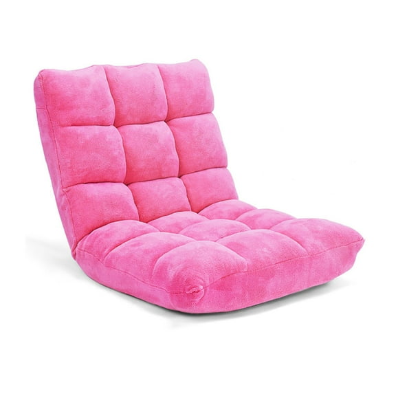 Spaco Adjustable 14-position Cushioned Floor Chair-Pink, High-Quality Steel Frame Floor Cushion, Back Support, Multi-Use, Great for Living Room, Bedroom, Easy to Store