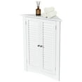 thumbnail image 1 of Spaco Adjustable Corner Storage Cabinet with Shutter Doors-White, Bathroom Storage Cabinet for Entryway Storage, Home Office Furniture, 1 of 7