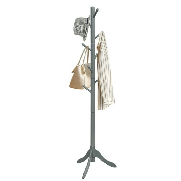 Spaco Adjustable Wooden Tree Coat Rack with 8 Hooks-Gray, Free Standing Coat Tree, Coat Racks for Bedroom and Hallway