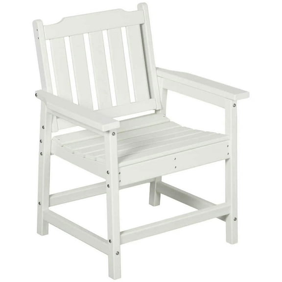 Spaco All-Weather Patio Chair, HDPE Patio Dining Chair, Heavy Duty Wood-Like Chair for Outdoor, White
