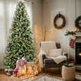 thumbnail image 1 of Spaco Artificial 6ft LED-lit Christmas Tree with 1593PE/PVC Mixed Branch Tips and Red Fruit, Christmas Tree with Hinged Premium & Foldable Base for Indoor Holiday Decorating, Green, 1 of 9