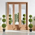 thumbnail image 1 of Spaco Artificial Ball Boxwood Topiary Trees Set of 2, Fake Plants in Pots for Indoor as Living Room, Bedroom, Green, 1 of 8