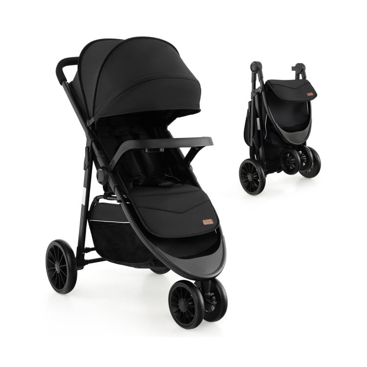 Spaco Baby Jogging Stroller with Adjustable Canopy for Newborn-Black, Compact Stroller for Infant & Toddler Spaco Baby Jogging Stroller with Adjustable Canopy for Newborn-Black, Compact Stroller for Infant & Toddler
