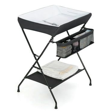 Spaco Baby Storage Folding Diaper Changing Table-Black, Changing Table, Mobile Nursery for Infant and Newborn