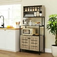 thumbnail image 1 of Spaco Baker's Rack with Power Outlet and Storage Shelves, Microwave Stand with Louvred Door Cabinets, Baker Rack for Indoor as Kitchen, Bar, Dining Room, Gray, 1 of 7