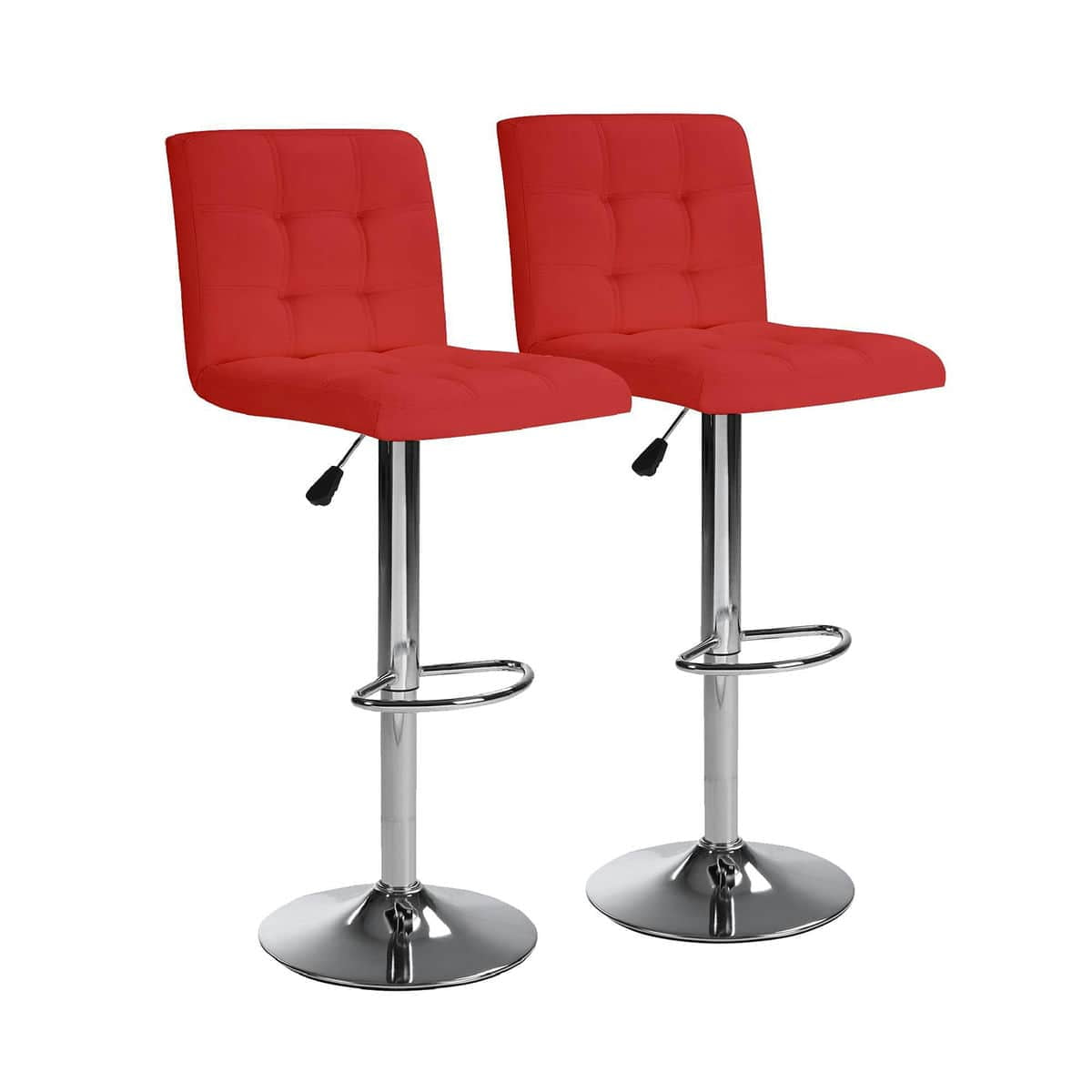 Spaco Bar Stools Set of 2, 2 Pieces Counter Height Bar Stools, Square Cushion Bar Stools with Back and Footstool for Indoor as Cafe, Red
