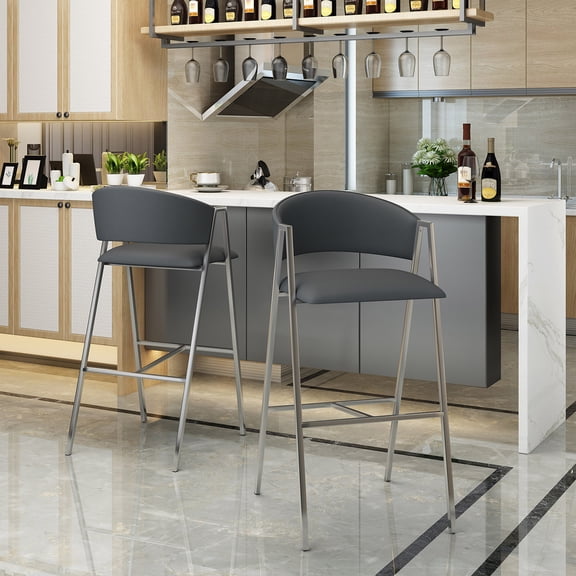 Spaco Bar Stools Set of 2, Bar Chairs with Backrest, Kitchen Bar Stools with Footrest, Counter Bar Stools, Easy Assembly, for Dining Room, Bar