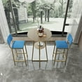 thumbnail image 1 of Spaco Bar Table and Chairs Three Piece Set, Sponge Made Seat Cushions and Backrests, Bar Table with Storage Function and Gold Frame, Bar Chair with Brown Tabletop and Blue Cushion, Blue, 1 of 19