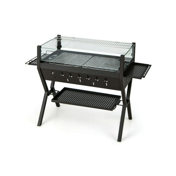 Spaco Barbecue Charcoal Grills with Wind Guard Seasoning Racks-Black, Camp Stove for Outdoor Cooking