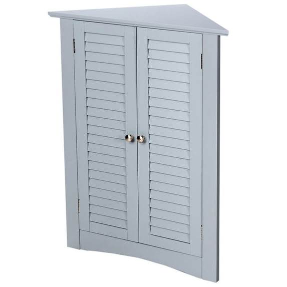 Spaco Bathroom Corner Storage Freestanding Floor Cabinet with Shutter Door-Gray, Bathroom Storage Cabinet for Entryway Storage, Home Office Furniture