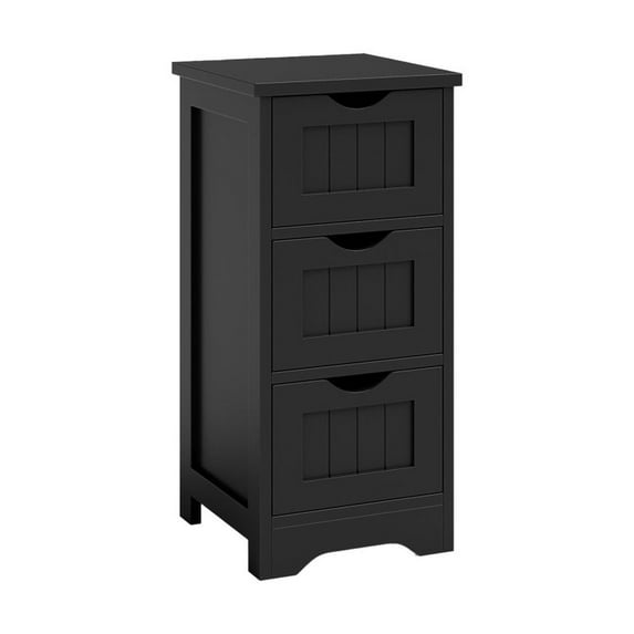 Spaco Bathroom Floor Freestanding Storage Organizer with 3 Drawers-Black, Bathroom Storage Cabinet for Entryway Storage, Home Office Furniture