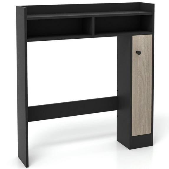 Spaco Bathroom Over the Toilet Floor Storage Organizer with Adjustable Shelves-Black, Bathroom Cabinet