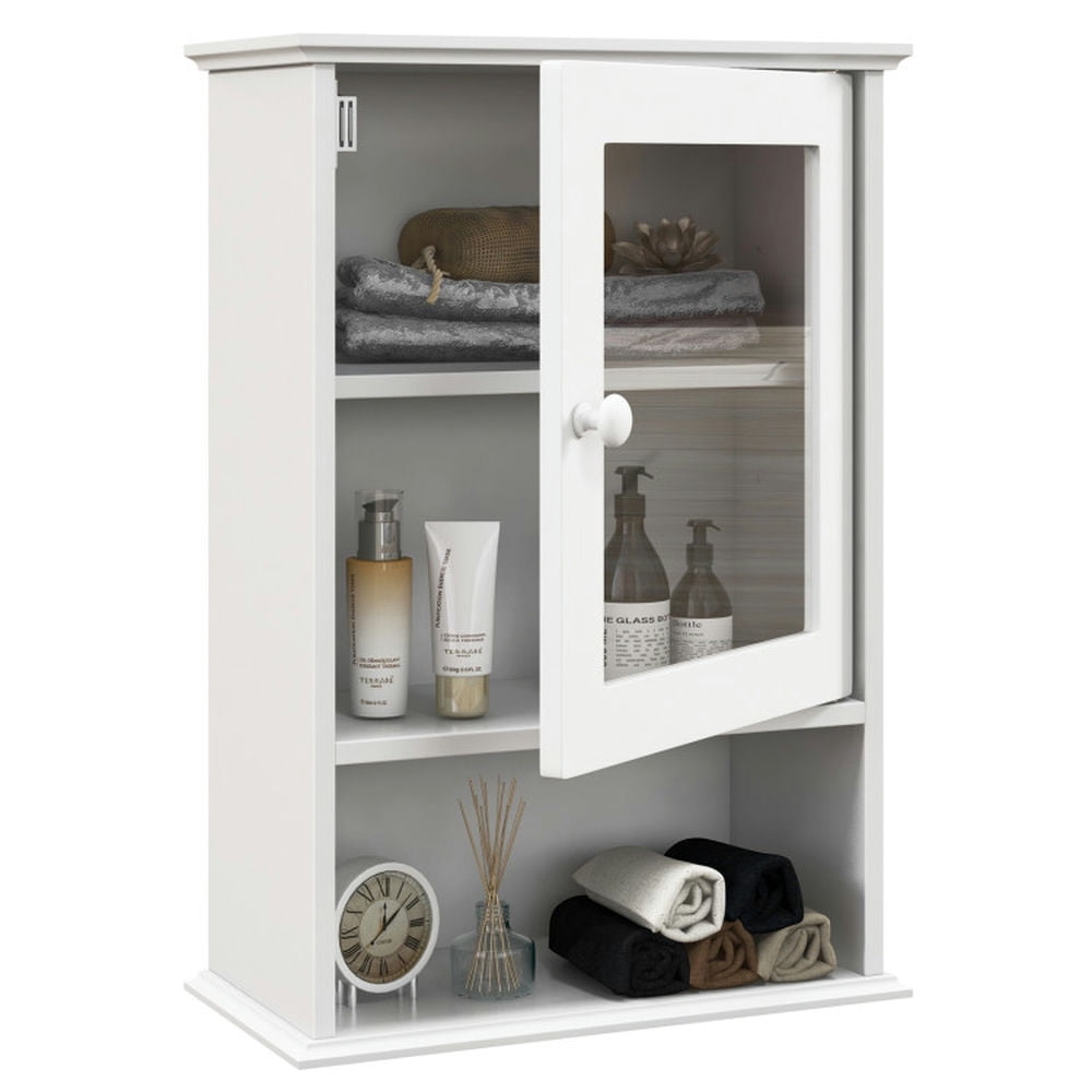 Spaco Bathroom Wall Mounted Adjustable Hanging Storage Medicine Cabinet-White, Bathroom Cabinet for Bathroom Laundry Room Kitchen