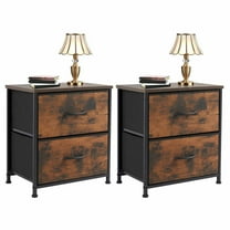Spaco Bedside Tables Set of 2, Drawers Dresser Chest of Drawers, End Table with Metal Frame and Wood Top, Nightstand for Indoor, Brown
