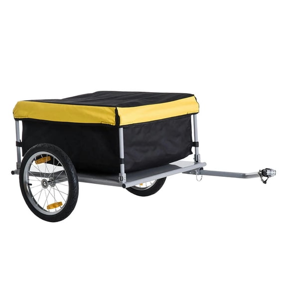Spaco Bicycle Cargo Trailer with Removable Cover, Two-Wheel Bike Luggage Wagon Trailer, Bicycle Cargo Trailer with Fits 20" - 26" Bicycle Wheels, Yellow