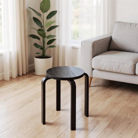 Spaco Black 18 Inch Stackable Bentwood Dining Chairs Set of 4 with Round Top, Modern Armless Kitchen Chairs for Dining Room Restaurant, Lightweight Anti-Slip