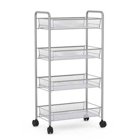 Spaco Black/Gray 4 Tier Storage Rack Trolley Cart-Gray, Storage Cart for Kitchen,Bathroom,Living Room,Office