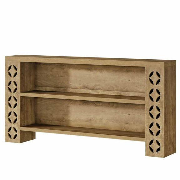 Spaco Bohemian-Style Carved Wood Console Shelf, Display Storage Unit for Indoor as Living Room, Brown