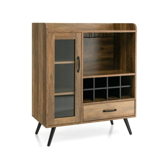 Spaco Buffet Sideboard with Removable Wine Rack and Glass Holder, Wine Cabinet, Cabinet for Indoor, Rustic Brown