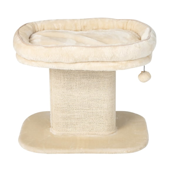 Spaco Cat Tree, 5Modern Cat Tree Tower with Large Plush Perch and Sisal Scratching Plate-Beige, Cat House with Platform Bed, Large Cozy Condo