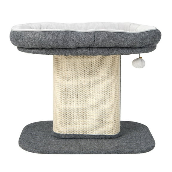 Spaco Cat Tree, 5Modern Cat Tree Tower with Large Plush Perch and Sisal Scratching Plate-Gray, Cat House with Platform Bed, Large Cozy Condo