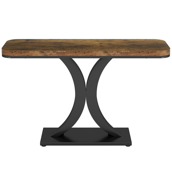 Spaco Chic Console Table, Matte Black Base, Thick Wood Grain Top, 32.48"H