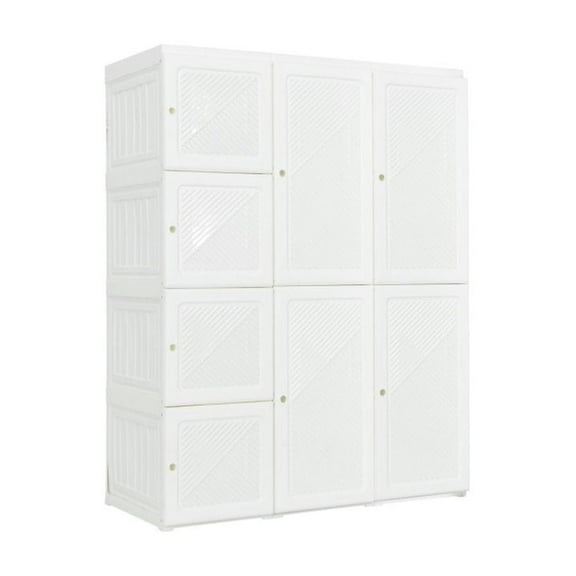 Spaco Clothes Foldable Armoire Wardrobe Closet with 12 Cubby Storage, Closet Storage for Indoor as Bedroom, White