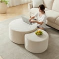 thumbnail image 1 of Spaco Coffee Table Set of 2, 2 Pieces Upholstered Round Coffee Tables, Modern Foam Round Coffee Table, Side Table End Table Ottoman for Indoor, Beige, 1 of 20