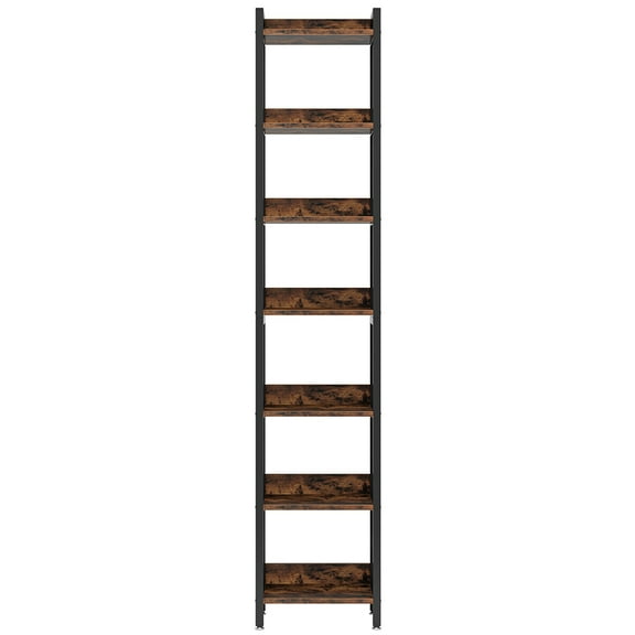 Spaco Compact Bookshelf, Vertical Storage, Metal Frame, 13.4"x78.74", 7 Shelves