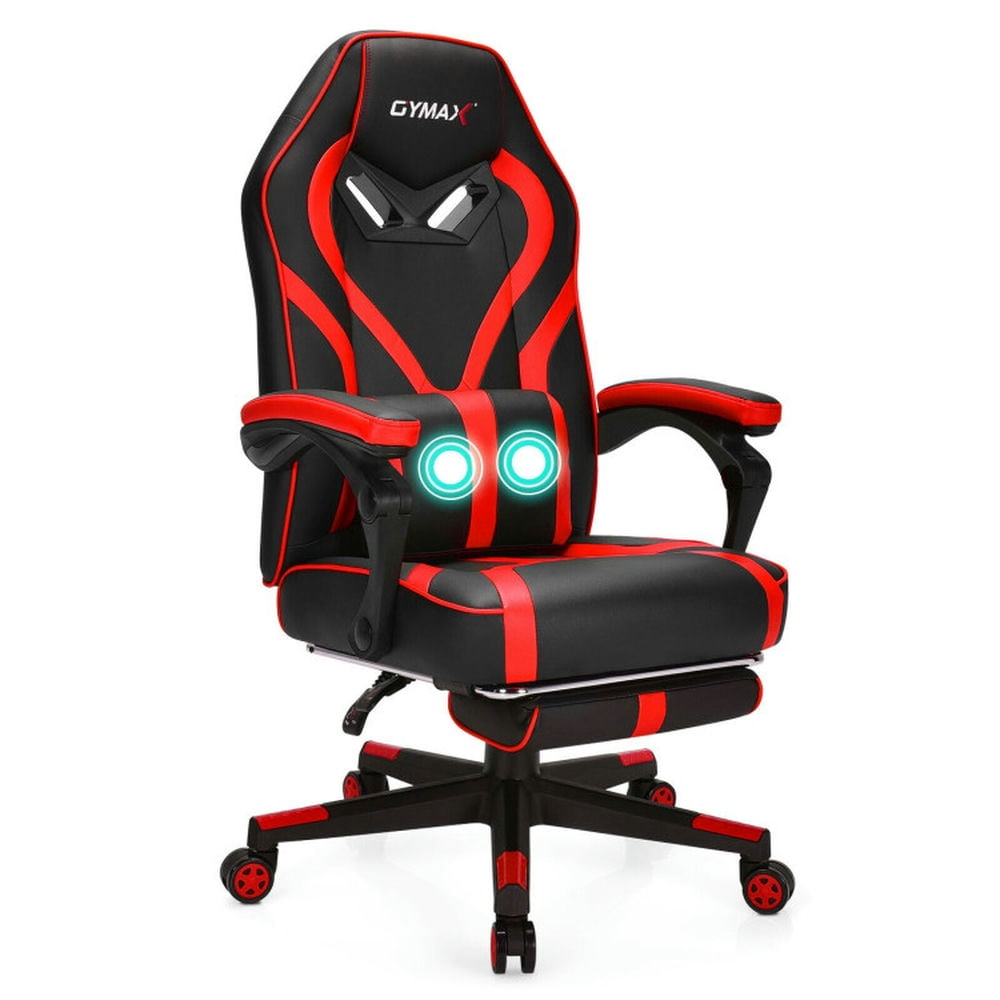 Red and Black Ergonomic Gaming Recliner Chair with Massage Lumbar Support