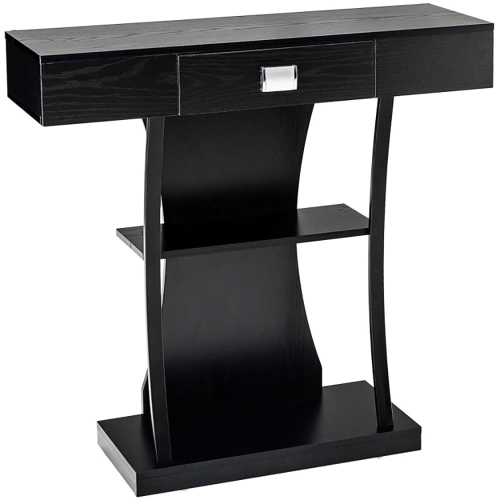 Spaco Console Table with Drawer and 2-Tier Shelves for Entryway Living Room-Black, Entryway Table Hallway Table, Storage-Friendly Hallway Table for Foyer & Entry Spaces Spaco Console Table with Drawer and 2-Tier Shelves for Entryway Living Room-Black, Entryway Table Hallway Table, Storage-Friendly Hallway Table for Foyer & Entry Spaces