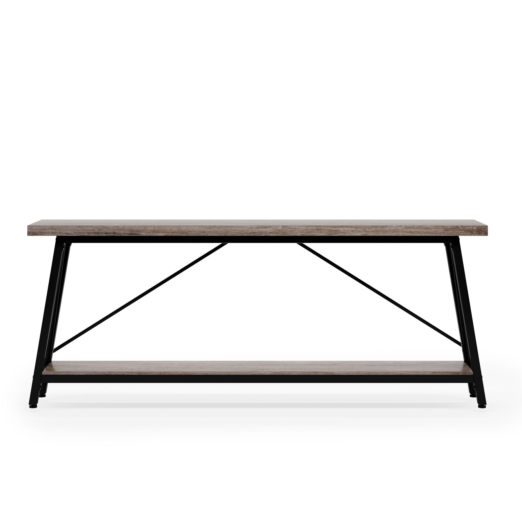 HOKYHOKY Solid Pine Wood Console Table - 43.3 Inch Rustic Farmhouse Sofa Table, 2-Tier Entryway Table For Living Room