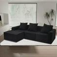 thumbnail image 1 of Spaco Convertible Modular Sectional Sofa Set, Popular Microfiber Fabric Sofa, L-Shaped Compression Sofa for Indoor as Living Room, Bedroom, Black, 1 of 12