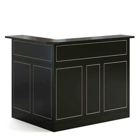 Spaco Corner Bar Cabinet with L-Shape Design, Bar Table with Multi-Level Storage, Corner Bar Table for Indoor as Home, Bar, Kitchen, Black