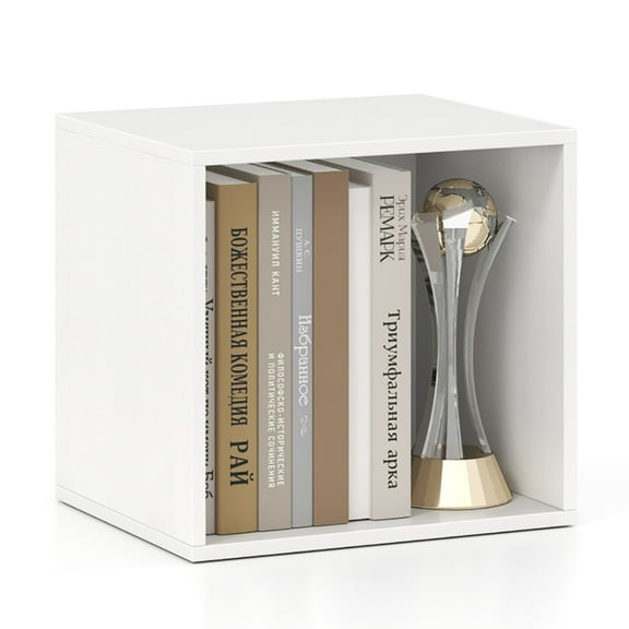 Spaco Cube Storage Organizer, Stackable Open Book Shelf, Wooden Display Shelving Unit, White