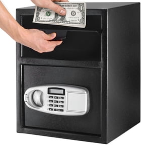 Spaco Digital Deposit Safe, Easy Access Slot, Black, for Cash & Valuables