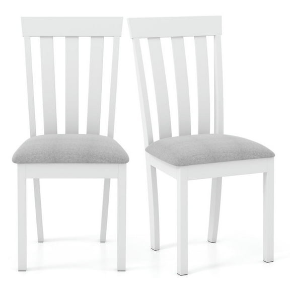 Spaco Dining Chair Set of 2 Upholstered Wooden Kitchen Chairs with Padded Seat and Rubber Wood Frame-White, Lounge Chair, Dining Room Chair for Kitchen, Dining, Bedroom, Living