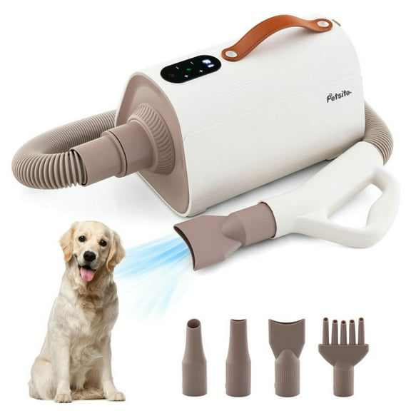 Spaco Dog Cat Hair Blower with Negative Ion Function and Adjustable Temperature, Waterproof and Scratch-proof Material Pet Hair Blower, White