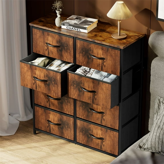 Spaco Drawer with 8 Drawers, Fdressers & Chests of Drawers, Storage with Drawers, Chest of Drawers for Closet, Living Room, Hallway, Rustic Brown