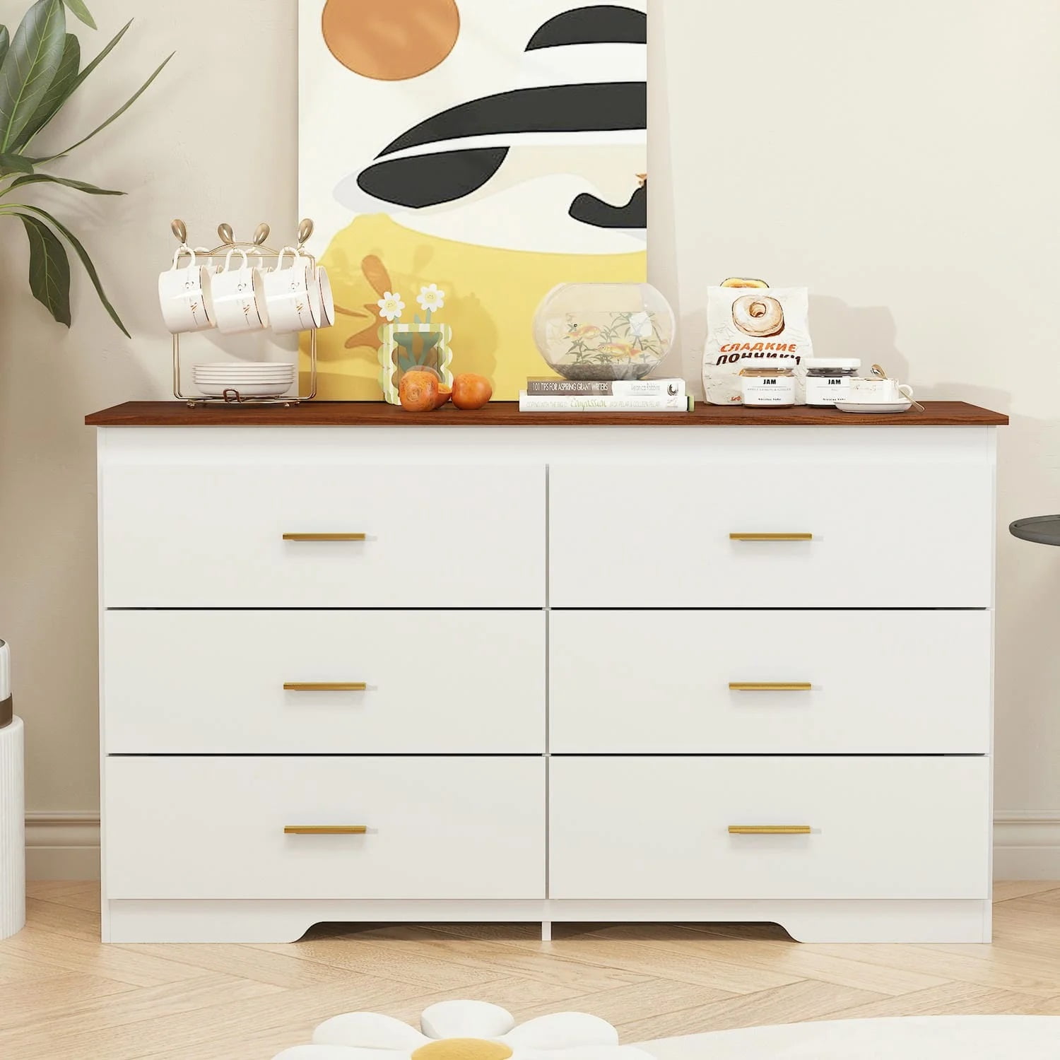 Spaco Dresser for Bedroom 6 Drawers Dresser Bedroom Furniture, White Dresser Spaco Dresser for Bedroom 6 Drawers Dresser Bedroom Furniture, White Dresser