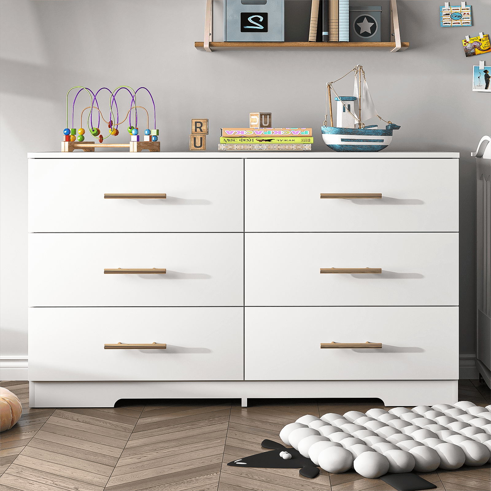 Spaco 6-Drawer Wood Dresser, Bedroom Furniture Chest, Black - Walmart.com