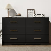 Spaco Dresser for Bedroom 6 Drawers Dresser Chest of Drawer Bedroom Furniture, Black Dresser