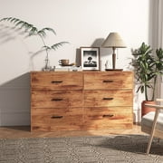 Spaco Dresser for Bedroom 6 Drawers Dresser Chest of Drawer Bedroom Furniture, Original Wood Color