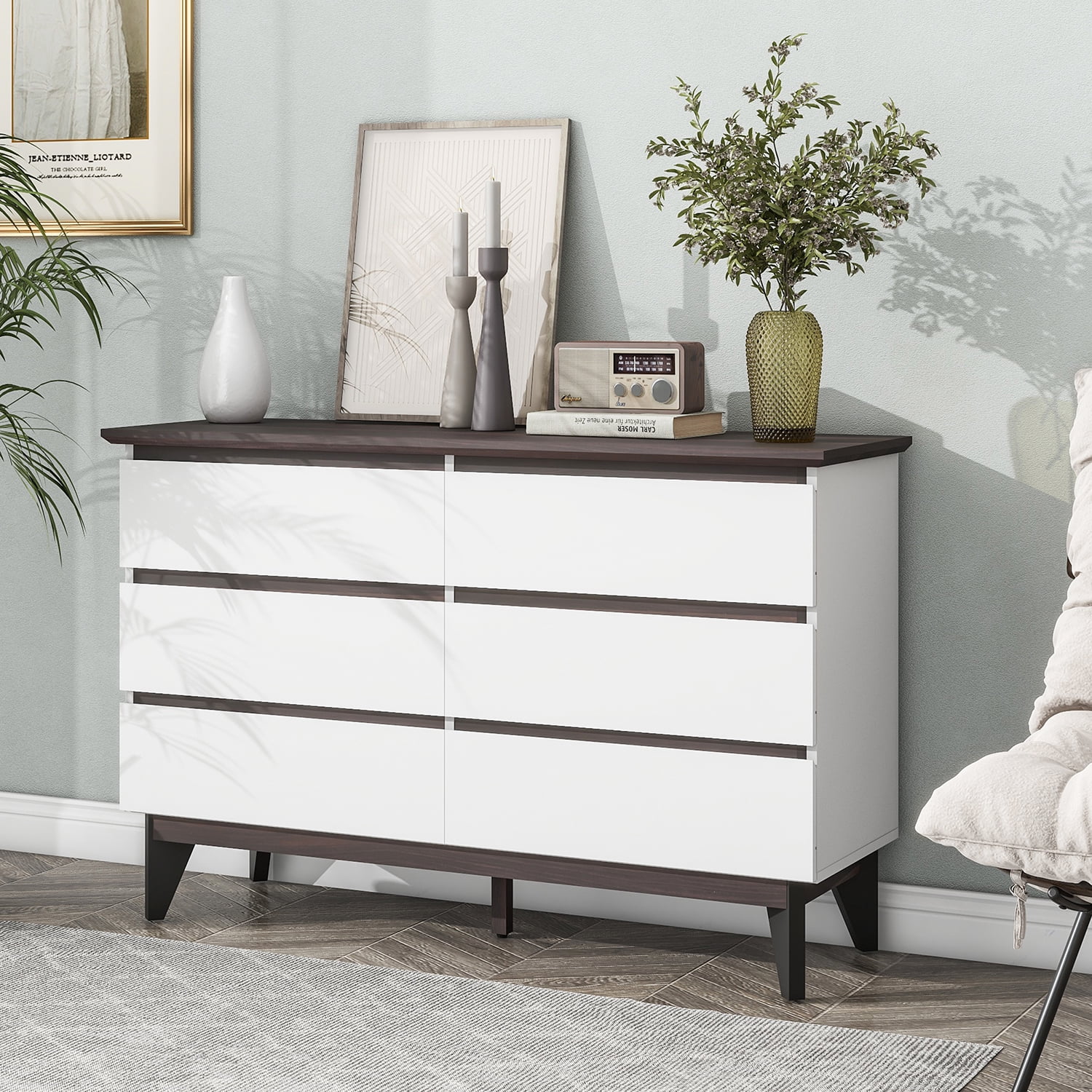 Spaco Dresser for Bedroom 6 Drawers Dresser Chest of Drawer Bedroom Furniture, White Dresser Spaco Dresser for Bedroom 6 Drawers Dresser Chest of Drawer Bedroom Furniture, White Dresser