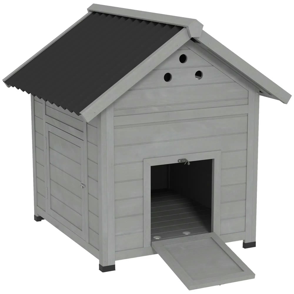 Spaco Duck Coop, Wooden Duck House with Openable Roof & Double Doors, Small Chicken Coop, Light Gray Spaco Duck Coop, Wooden Duck House with Openable Roof & Double Doors, Small Chicken Coop, Light Gray