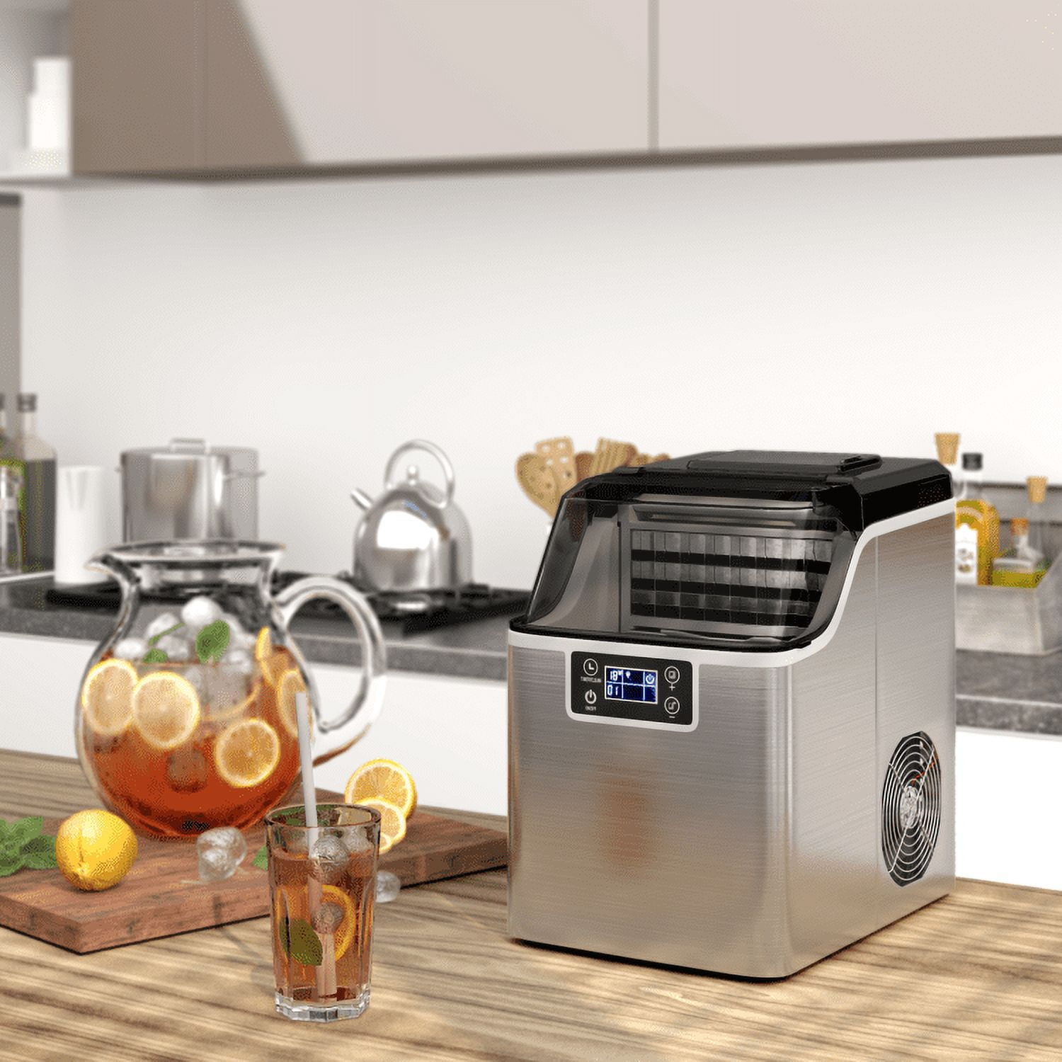 Spaco Electric Countertop Ice Maker with Ice Scoop and Basket-Sliver, Ice Maker Countertop Machine, Electric Ice Maker and Compact Portable Ice Maker, Perfect for Home/Kitchen/Office