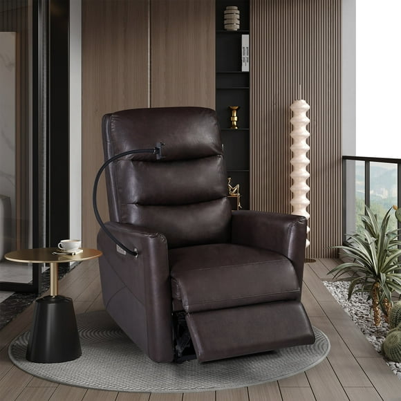 Spaco Electric Power Recliner Chair for Elderly, Recliner Chair for Living Room, Bedroom, Easy Control, Brown