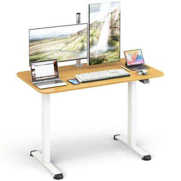 Spaco Electric Standing Desk Adjustable Stand up Computer Desk Anti-collision-Natural, Office Desk, Gaming Computer Desks for Study,Working,Writing