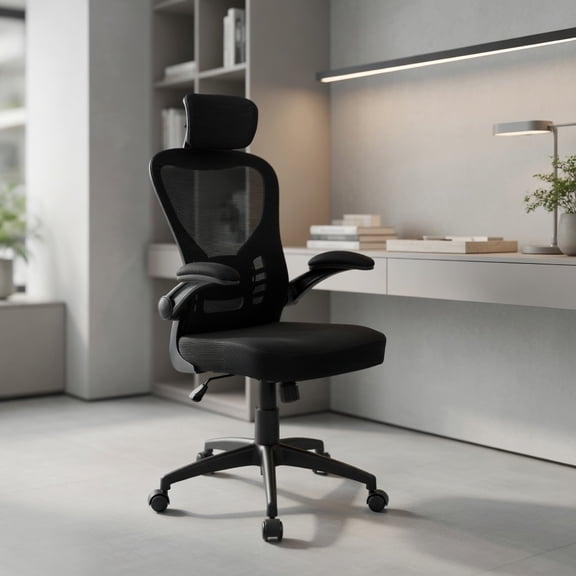 Spaco Ergonomic Mesh Office Chair with Adjustable Height for Home Office-Black,